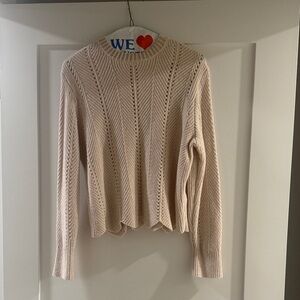 Michael Stars Women's Cream Textured Knit Sweater - Lightweight Crewneck